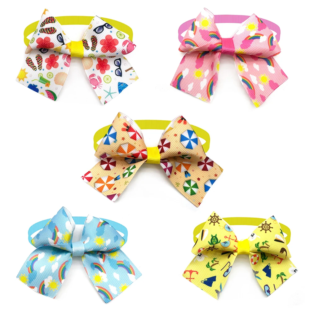 

10pcs Summer Pet Dog Bowtie Pet Bow Tie Beach Cat Puppy Grooming Bows for Small Dogs Holiday Pets Collar Dog Cats Accessories