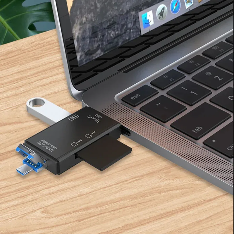 6 in 1 Type C/USB Card Reader 6 Port USB Disk Micro SD TF Memory Card Writer Mobile Phone Adapter Laptop Computer USB Extender