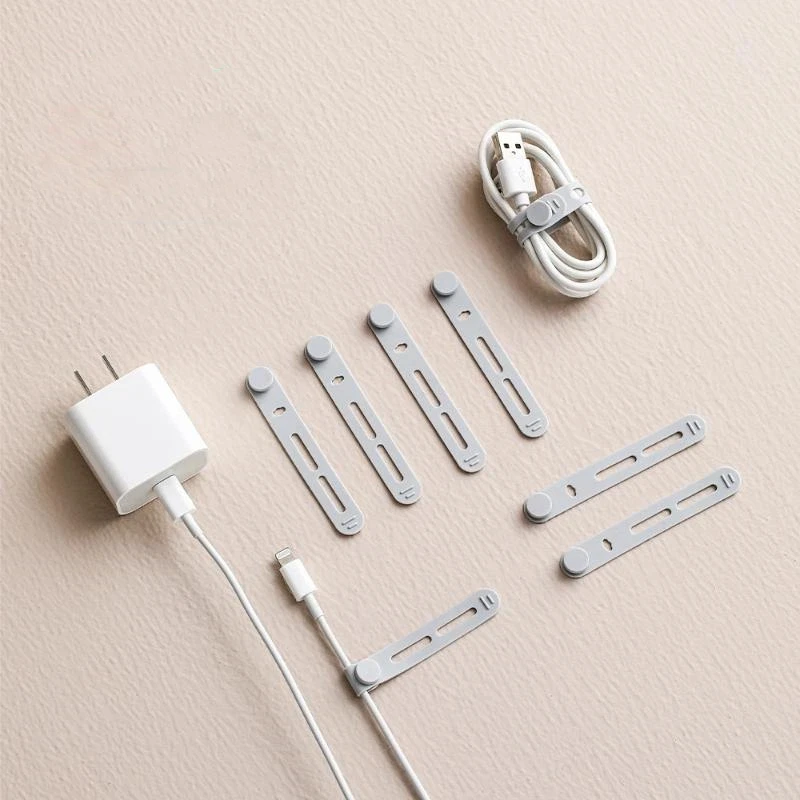 10 PCS Creative Silicone Cable Organizer Data Cable Headphone Cable Storage Charging Cable Sorting Multifunctional Winder Strap