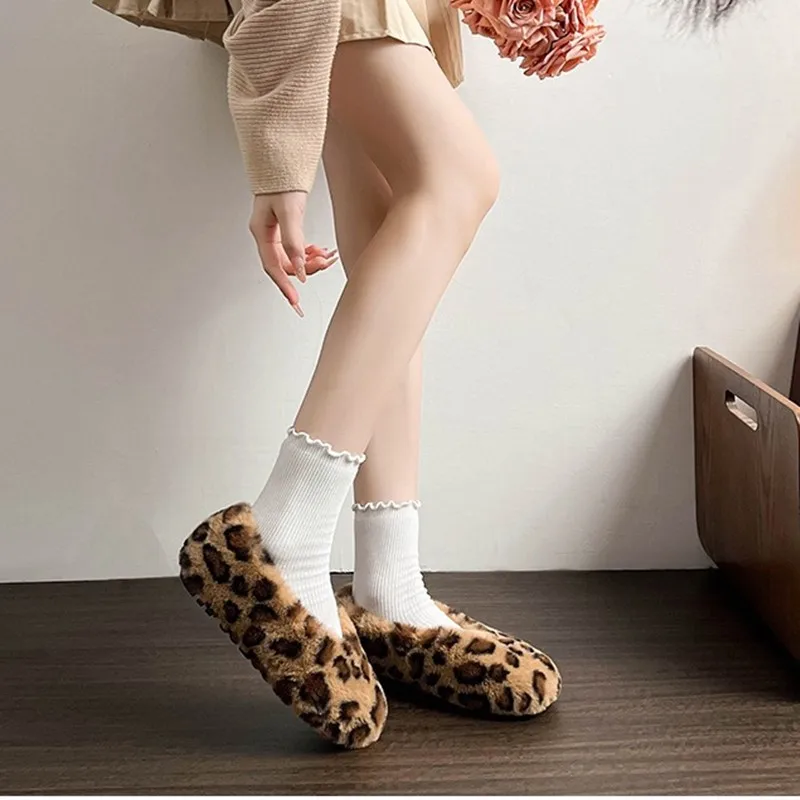 Women's Shoes 2025 New Style Warm Mink Wool Fleece Soft-soled Bean Shoes, Plus-size Women's Shoes43 Mom Shoes Luxury Shoes Women
