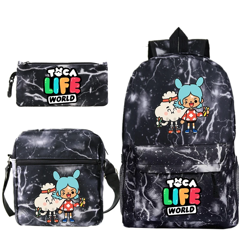 

Toba Boca School Bags Cartoon Anime Backpack Boys Girls Schoolbag 3pcs Set Toca Life World Backpacks Bookbag Travel Bag