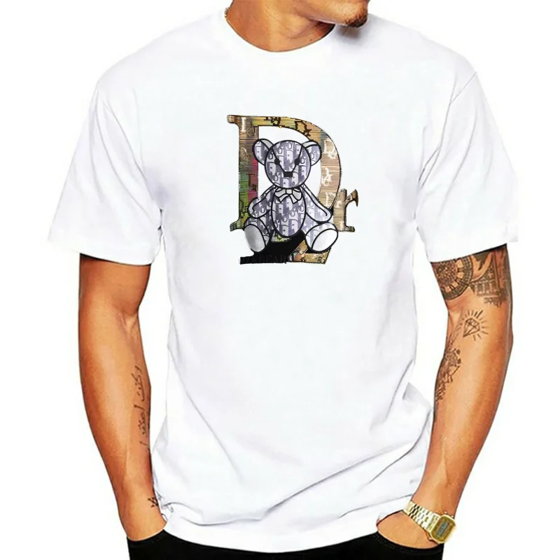 

European 2024 Bear Letter Printed Short Sleeve New Casual Crew Neck Pullover Men's and Women's T-Shirts Trendy