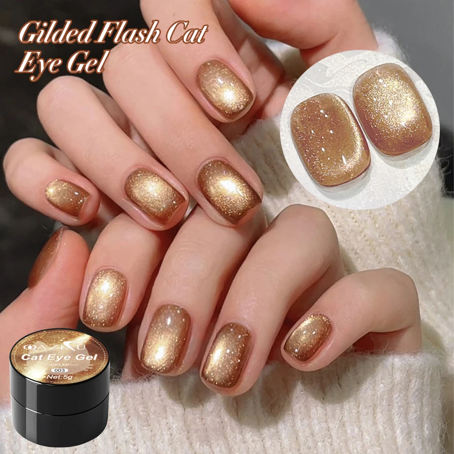 1-4 Uds. De esmalte de uñas de Gel de ojo de gato con Flash dorado Popular, cuentas de cristal Flash de Color a la moda para primavera y verano, salón de uñas de ojo de gato