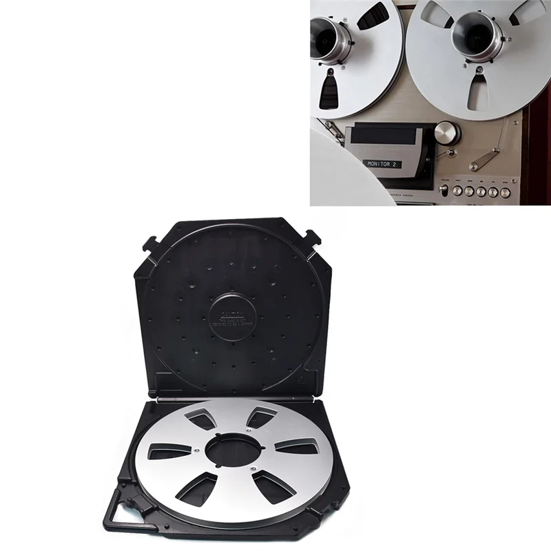 A41T 10Inch Empty Take Up Reels Storage Box With 6-Hole Empty Takeup Reel Portable Protection Case For 10 Inch Sound Tapes B