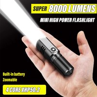 Mini Flashlight XHP50 LED USB C Rechargeable 16340 18650 Battery Flashlight 1500lm Powerful Torch Can Be Closed with One Click