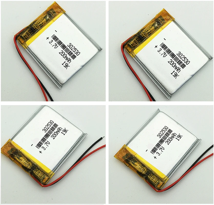 

4x 302530 200mah 3.7V Lithium Polymer Battery For Smart Watch LED Lamp Camera Ebook Tablet MID Rechargeable Li-polymer Batteries