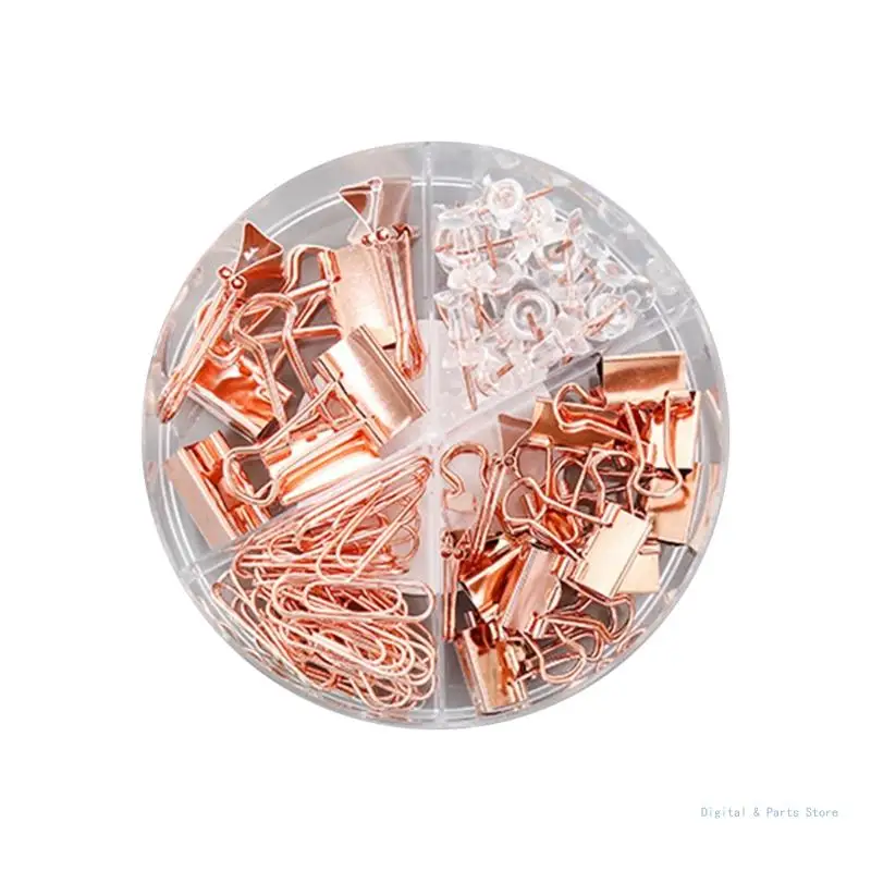 

M17F 72pcs/box Metal Paper Clip Multipurpose Thumbtacks Document Data Storage Sorting Long Tail Clips