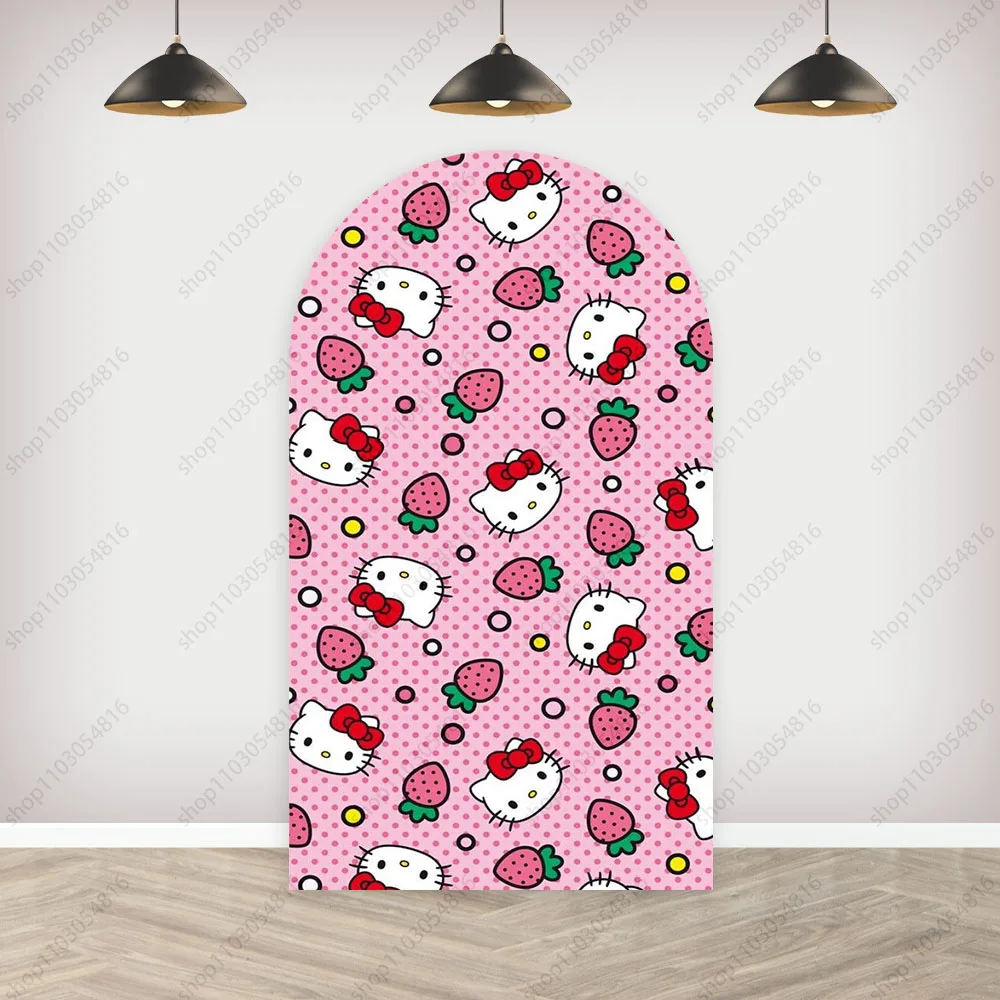 Sanrio Hello Kitty Arch Photo Backdrop Cute Arched Wall Pink Birthday Party Baby Shower Doublesided Photography Background