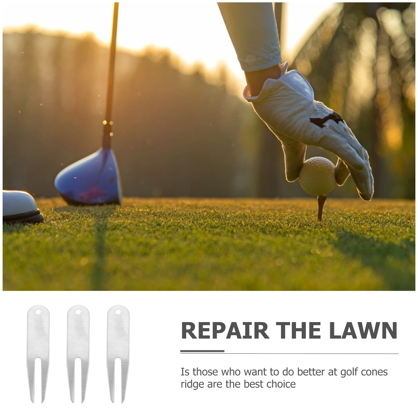 

3pcs Golf Green Fork Stainless Steel Balls Marker Lawn Repair Tools Divot Fix Key Golfing Supplies Durable Quality