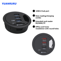 USB Hub USB 3.0 USB 2.0 Hub Desktop Grommet Type C Port Hub Audio With SD/TF Port Mount In Desk With Power Adapter 5V 2A Baseus