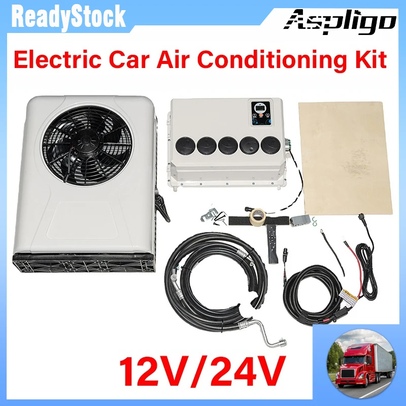 

Aspligo 12V 24V Universal Electric Car Parking Air Conditioning Split Air Conditioner Cool System For Trunk Excavators Harvester