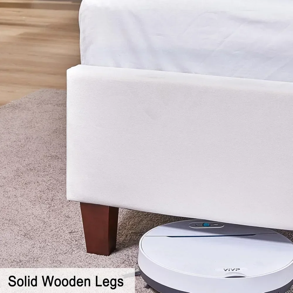 King Size Bed Frame, 61.4" Tall Headboard, Deep Button Tufted, Bed Frame