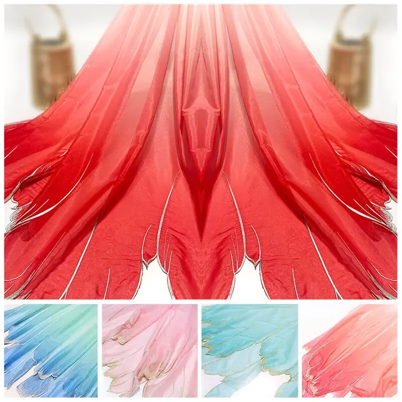 150x100cm Embroidery Lotus Leaf Soft Fabric DIY Hanfu Shirts Doll Cloth Chinese Style DIY Sewing Craft Organza Tulle Fabric New