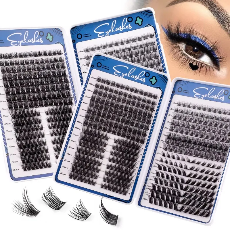 

DIY 408 Clusters Book Fox Cat Eye False Eyelashes Winged Fluffy Large Capacity Mix Lash CD Curly Natural Eye Lashes for Beginner