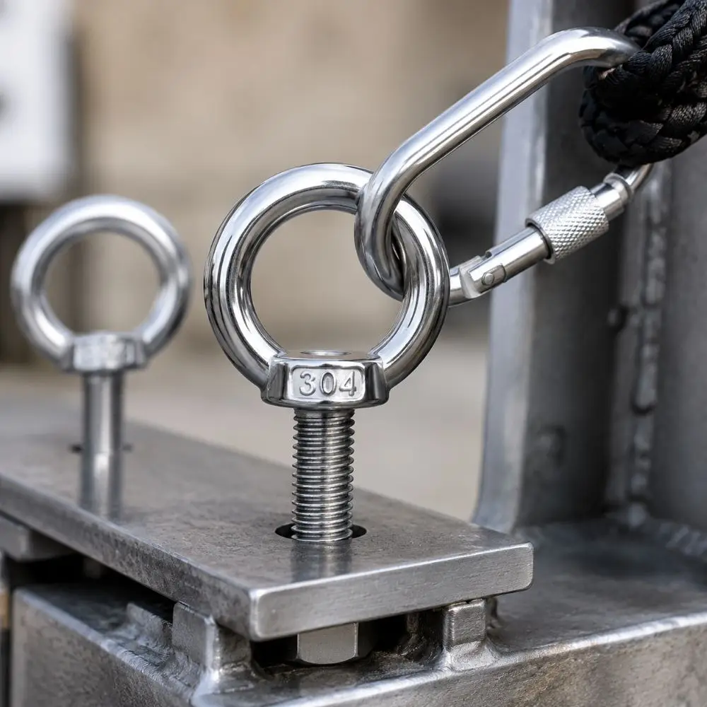 304 Stainless Steel Eye Bolts M8 15-150mm Heavy-Duty O-Ring Extended Bolts Hand-twisting Rust Prevention Lifting Bolts Eyelets