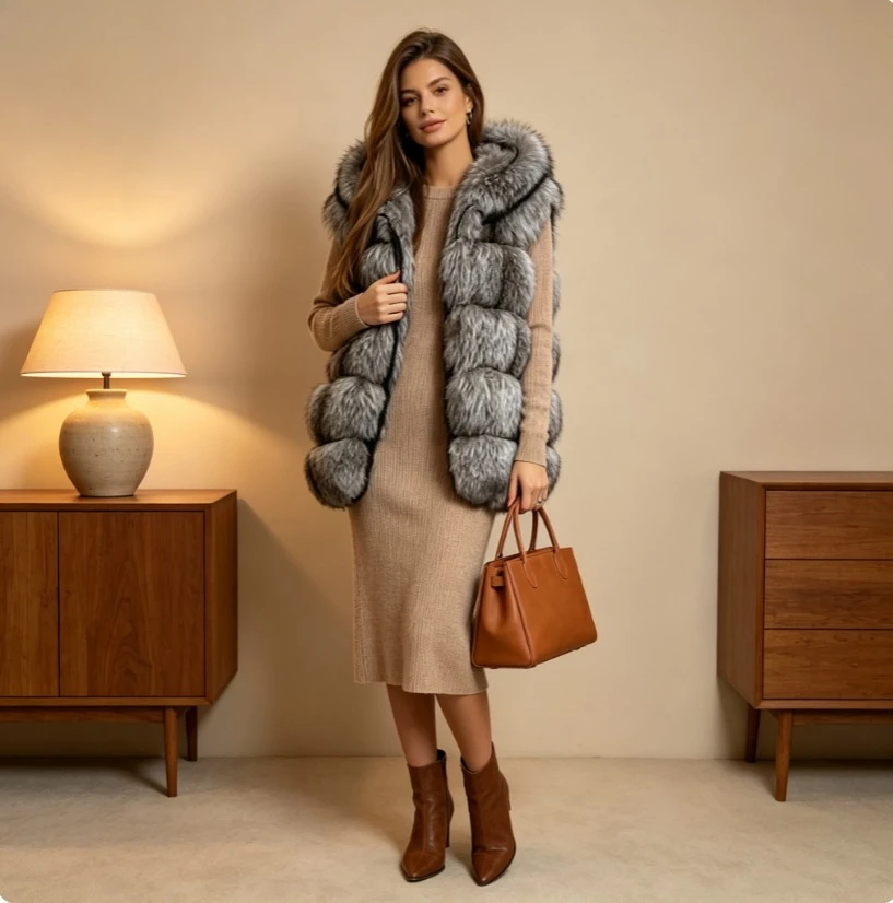 Women Faux Fur Vest sleeveless Hooded Thick Warm Coat Zipper Elegant Lady Cardigan Autumn Winter Streetwear Vests Hoodies 2026