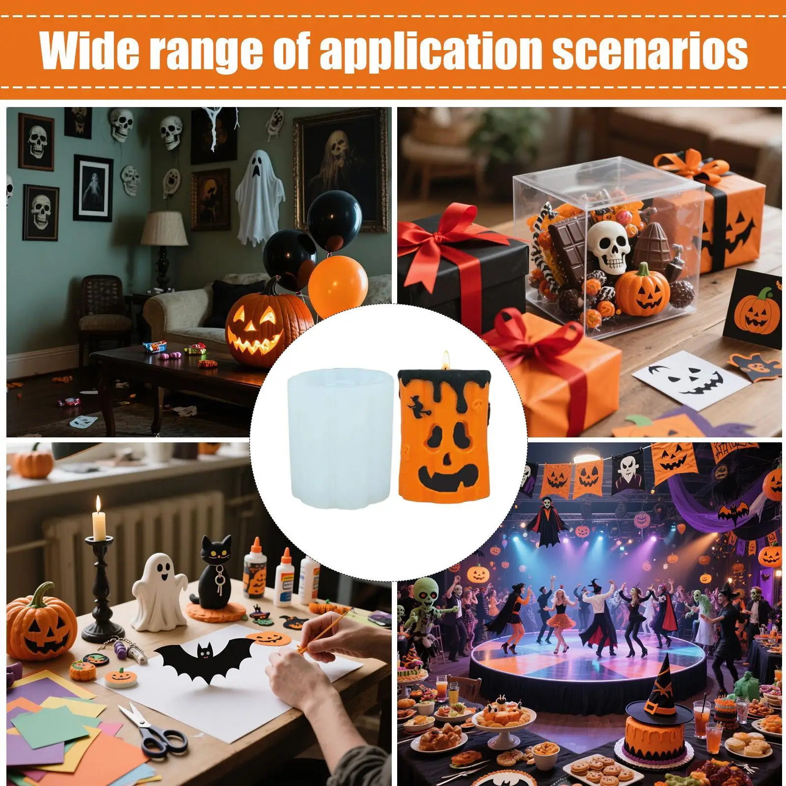 

Силиконовая форма для свечей с изображением призрака, тыквы, 3D цилиндрическая свеча на Хэллоуин, силиконовая форма, эпоксидная смола, форма для мыла ручной работы, ремесло