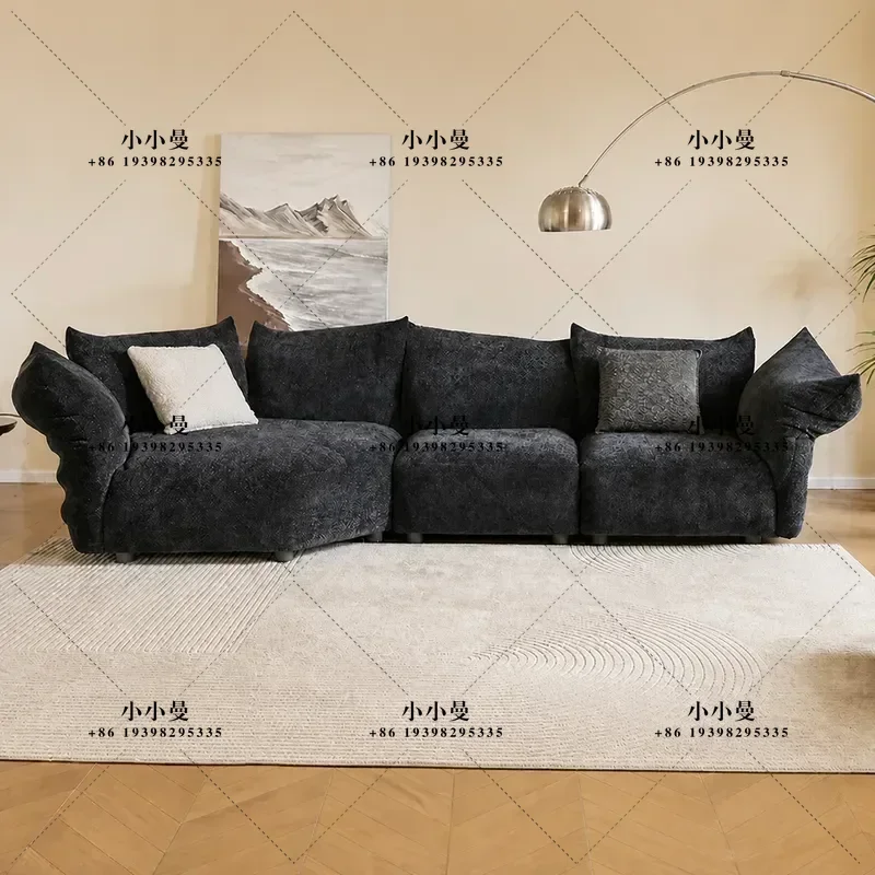 Modern Japanese Wabi Sabi Style Modular Sofa for Small Living Room Log Wind Combination Tech Fabric Couch Simple Design