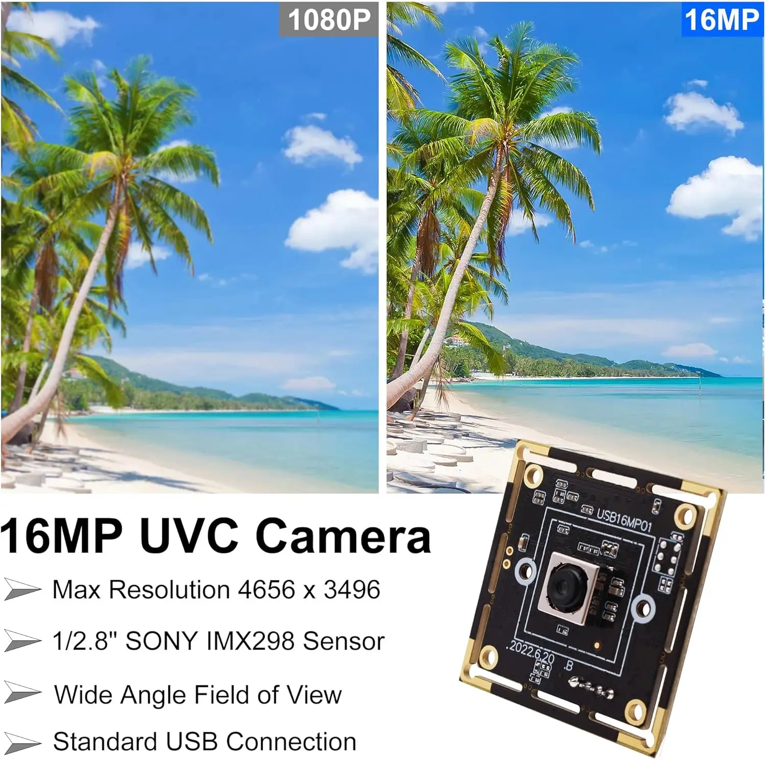 

16MP Autofocus USB Camera Module 4656x3496 IMX298 Sensor Webcam 68Degree No Distortion Lens Camera for Industrial Machine Vision