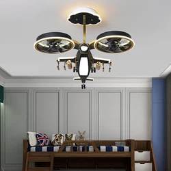 New Interior Ceiling Fan lights for boys children kids room lamparas de teco Modern LED Ceiling lamp for baby room Ceiling fans