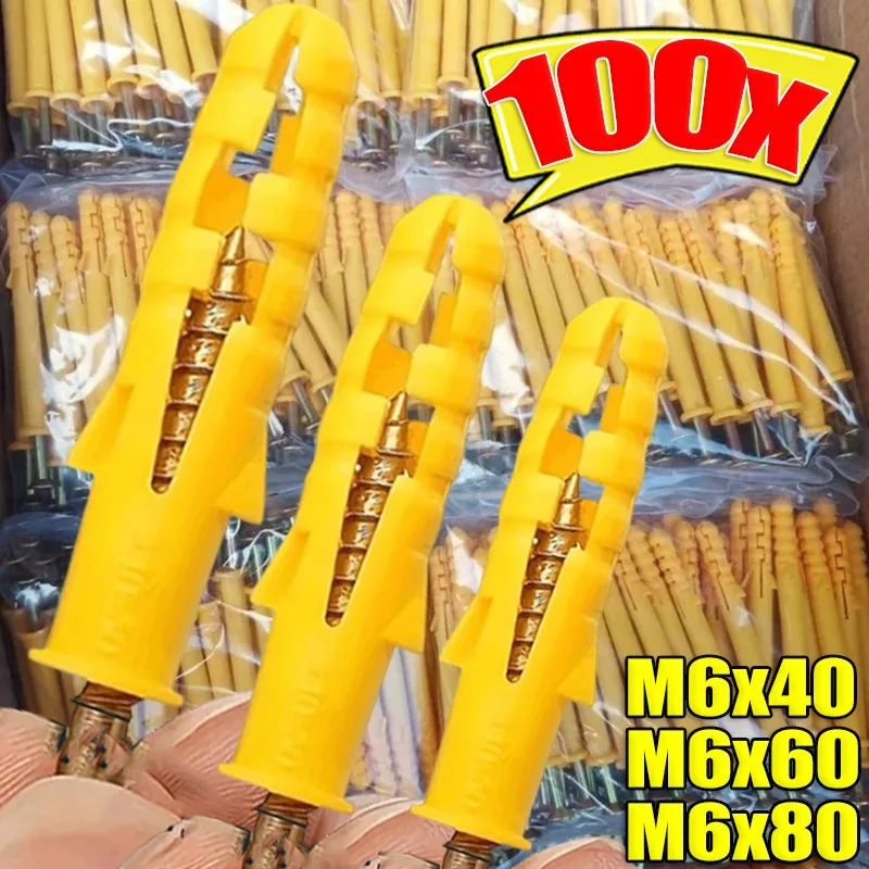 Drywall Anchor Bolt Kits Hollow Wall Anchors Fasteners Plastic Expansion Tube with Nails Concrete Wall Self Tapping Screws Pipe