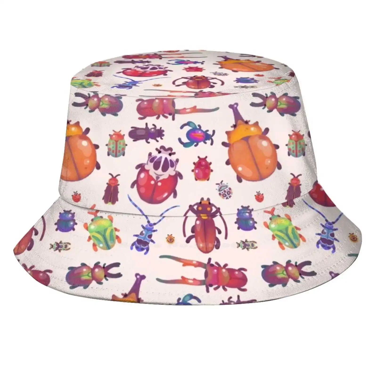 Pastel Flat Top Breathable Bucket Hats Rhino Invertebrate Arthropod Entomology Kawaii Animal Cottagecore