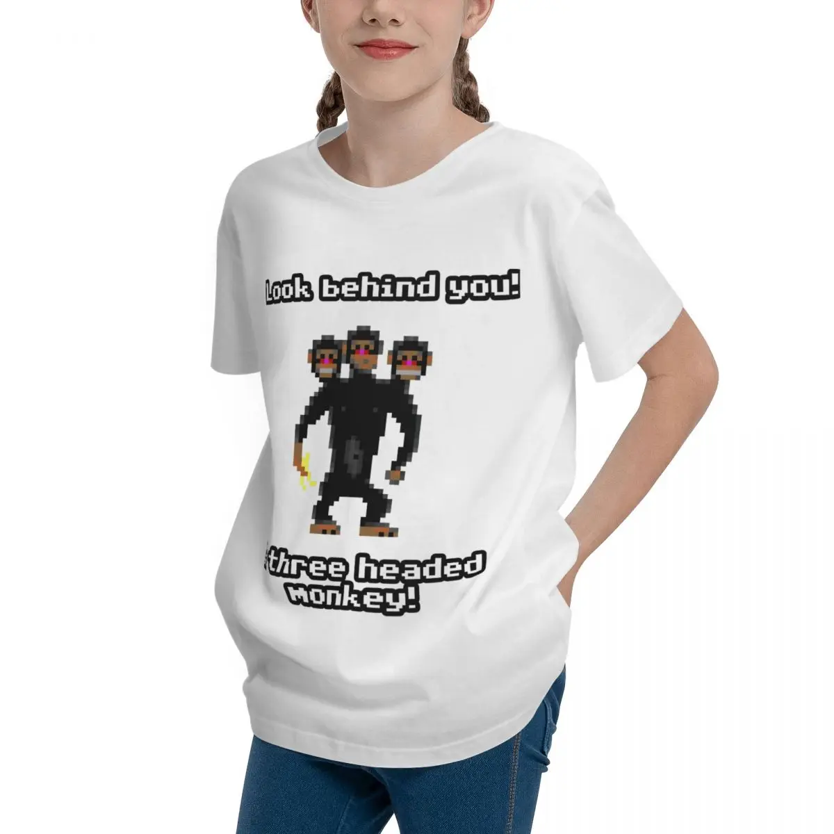 Teenagers Basic Short Sleeve T-Shirt Monkey Quotes Three Headed Monkey SexyTop quality Top tee Hipster Funny Geek Teeanger