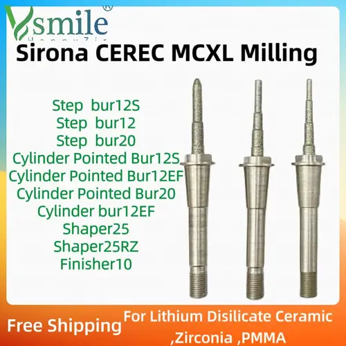 Sirona Cerec MCXL paso Bur12S y cilindro punta fresa suministro Dental Cerec cilindro fresa MCXL disilicato vidrio cerámica Fresa