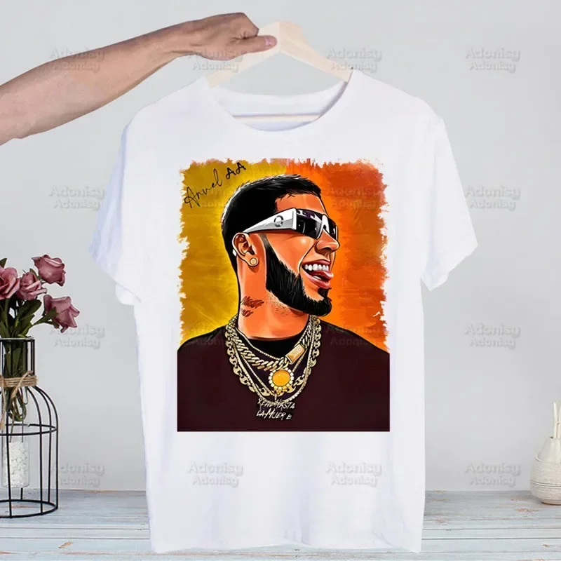 

AA Anuel винтажная мужская футболка с милым принтом, мужская модная футболка для мужчин, повседневные топы с коротким рукавом