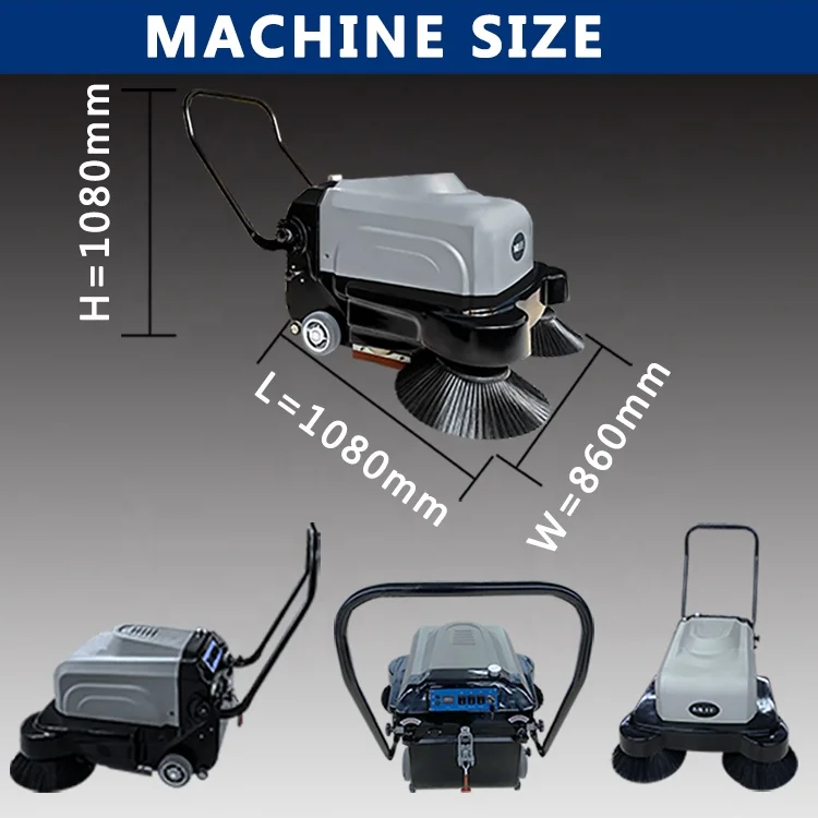 MLEE1000 35L Factory Sweeper Machine Water Sprayer Battery Walk Behind Floor Sweeper