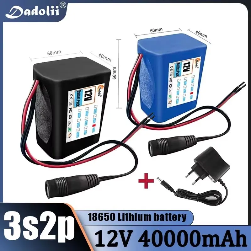 Wholesale price 12V 3S2P 40000mah battery Rechargeable Lithium Ion battery pack capacity DC 12v 40Ah CCTV Cam Monitor