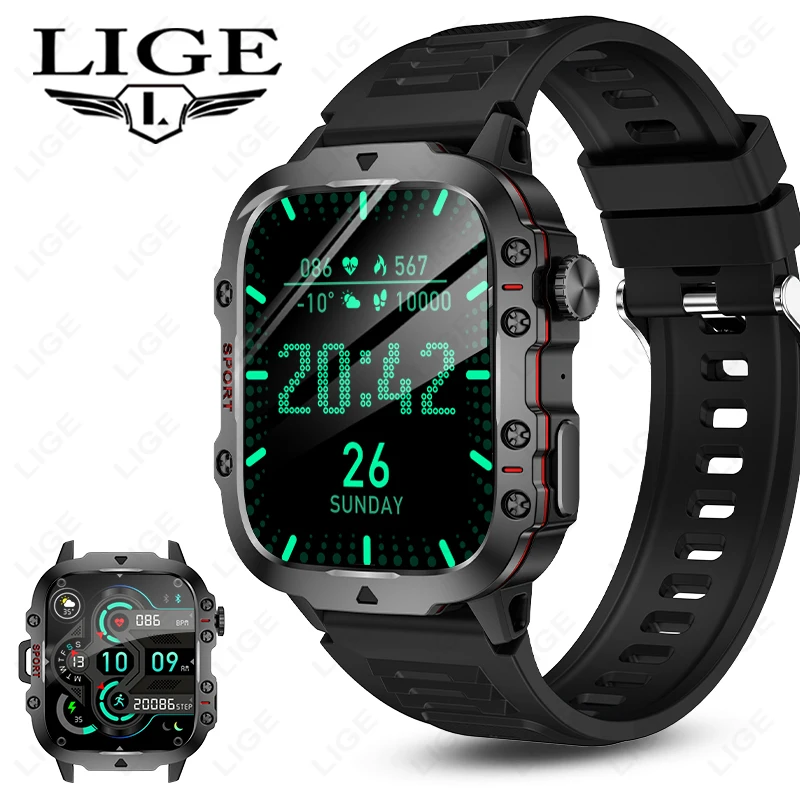 Nouvelles montres intelligentes militaires robustes 2026 pour hommes, appels Bluetooth, suivi de santé, commande vocale IA, montre connectée sport étanche pour Android