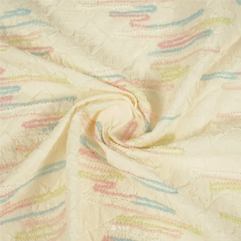 Soft windproof striped bubble pleated composite fabric for pants and down