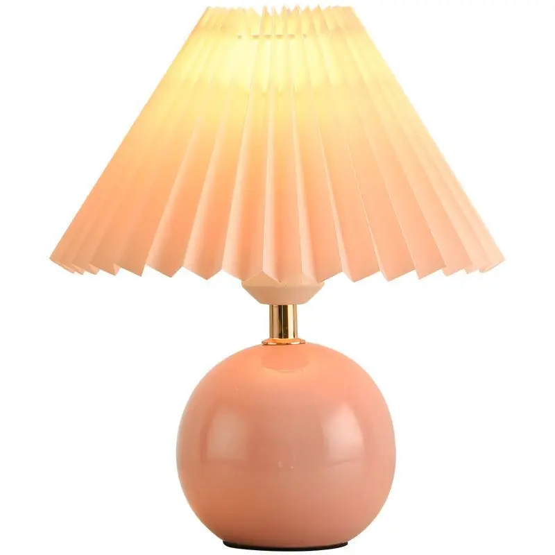 

Creative desk lamp pleated girl bedroom night light Nordic Internet celebrity ins atmosphere ceramic decorative bedside