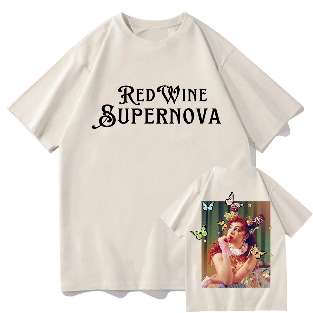 Red Wine Supernova T Shirt Chappell Roan Men/women Clothing Harajuku Summer Midwest Princess Tour Unisex Cotton Graphic T Shirts