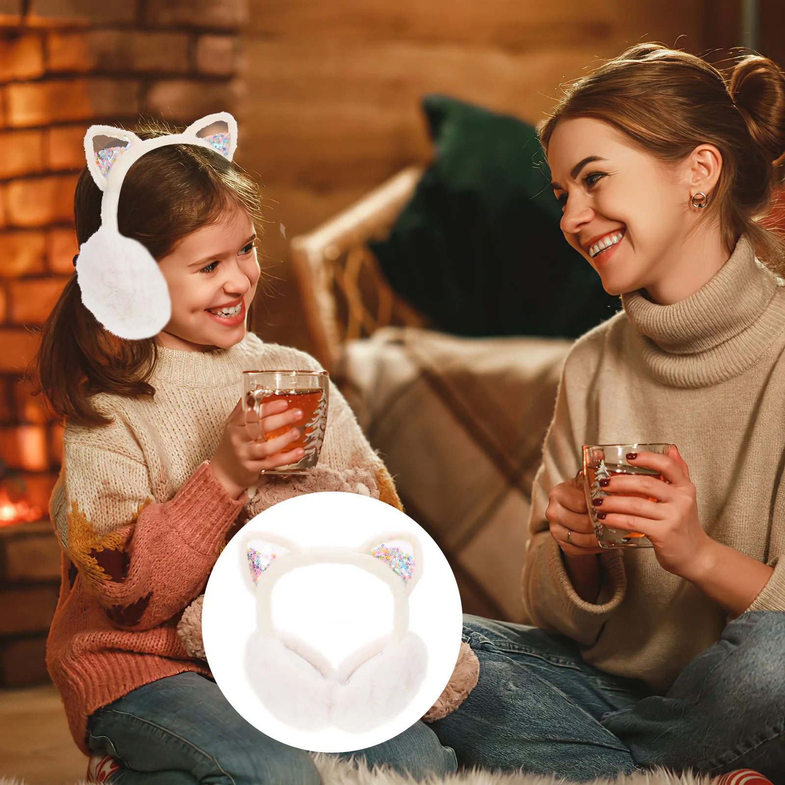 غطاء للأذنين لطيف على شكل قطة لتدفئة الأذن في الشتاء، عصابة رأس مقاومة للرياح قابلة للتعديل للنساء في الهواء الطلق لحماية الطقس البارد #2