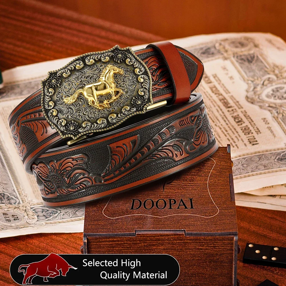 Herren Vintage Western Windgürtel PU-Ledergürtel Hauptkörper Metallschnalle Hochwertiger Herrengürtel – Detail 10