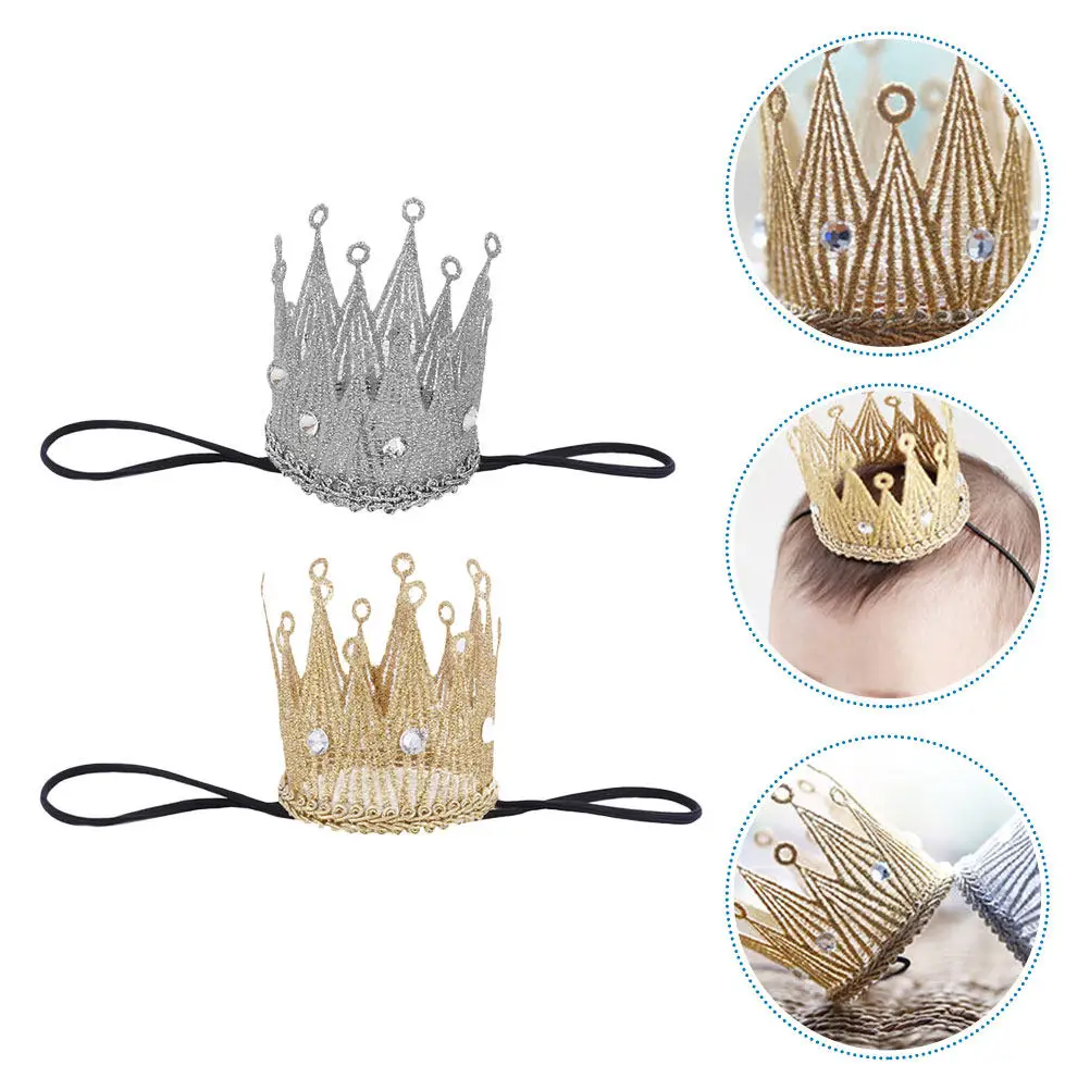 

2Pcs Crown Headband for Baby Girl Boy Newborn Infant Toddler Kids Birthday Party Wedding Holiday Christmas Celebration Photo