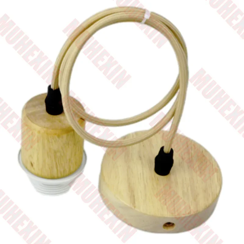 Wooden E27 Lamp Base Hanging Holder 1M/1.5M Cable Wire For Ceiling Chandelier Pendant Light Fixture