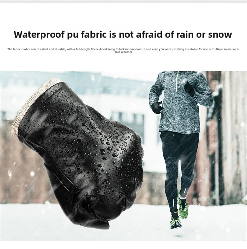 الشتاء بلون قفازات الموضة هدية الكريسماس قفازات رجالية نسائية 2025 جديد الجلود الاصطناعية للكبار القفازات الدافئة