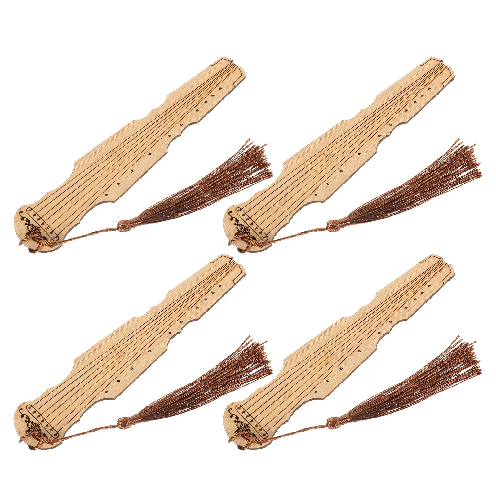4 Stück Bambus-Lesezeichen im Guqin-Design, leichte Lesezeichen mit Quasten-Anhänger zum Lesen, Lernen, Zuhause, Büro, Schule