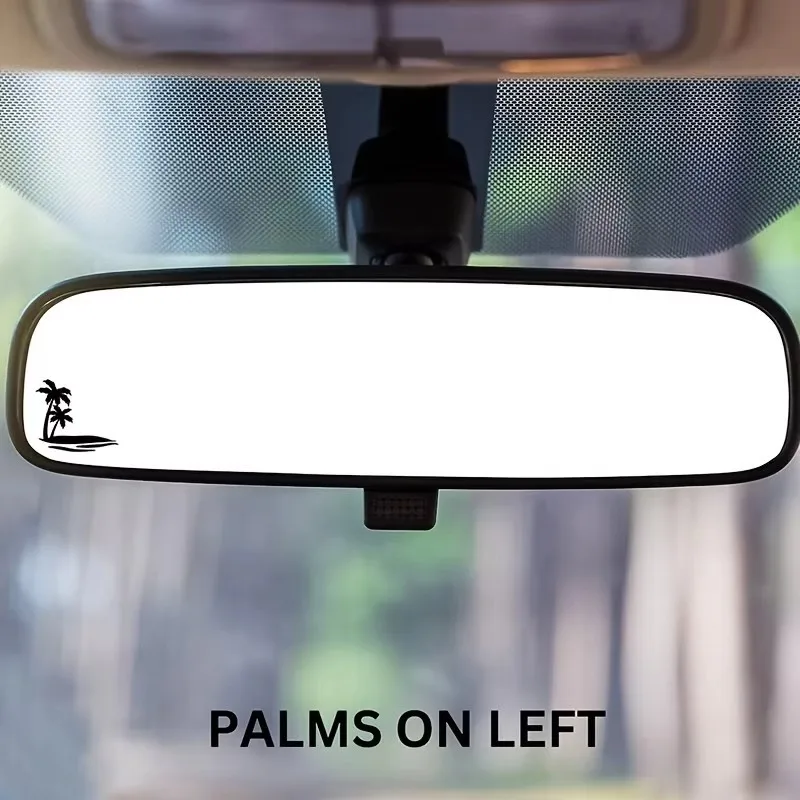 4pcs Tropical Palm Tree Car Mirror Stickers - Black And White Vinyl Decals for Rearview Mirrors, Sunroofs
