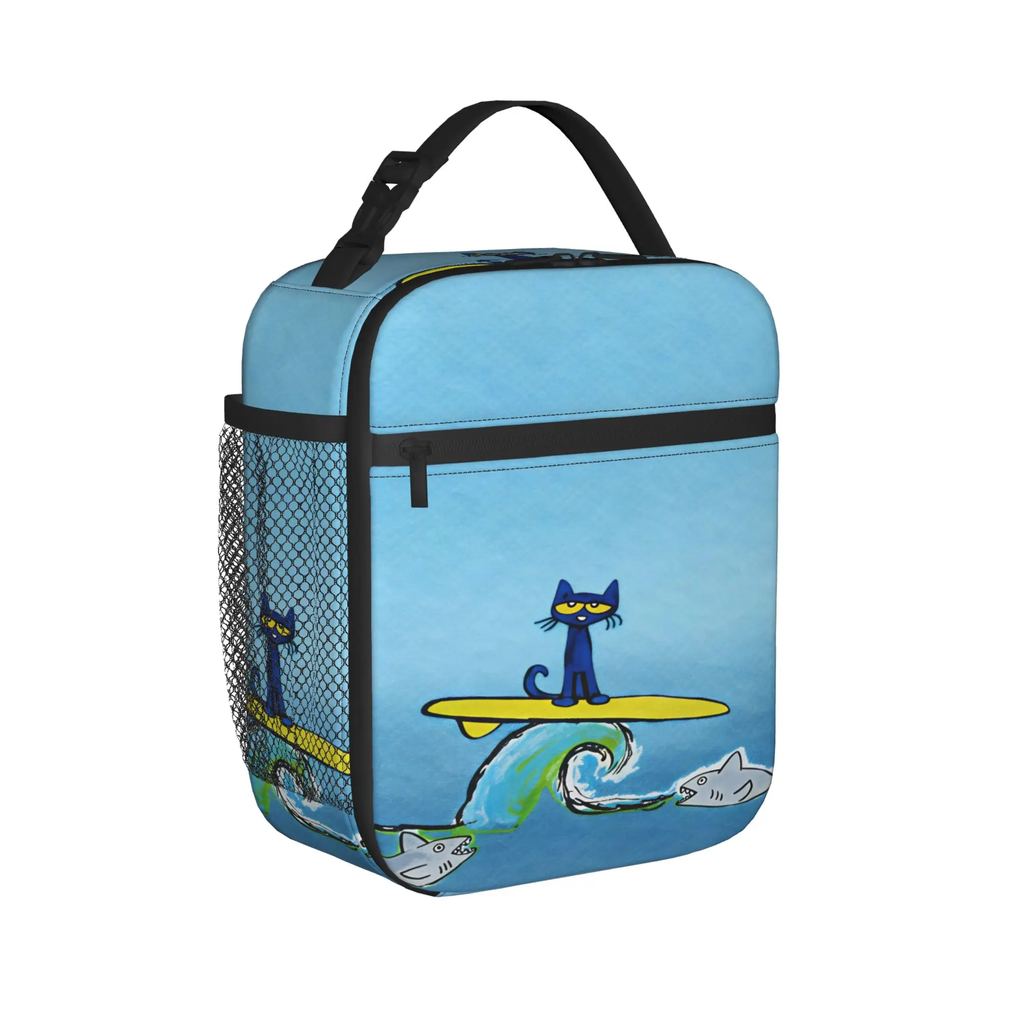 Pete The Cat Stars Comic Lunch Bag  Fashion Lunch Box School Convenient Thermal Lunch Bags For Women Waterproof Cooler Bag