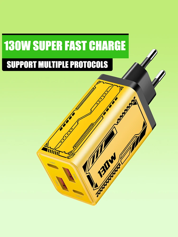 130W Type C PD Universal Charger 4-in-1 Charging Phone Power Adapter EU/US/UK Plug Charge Wall Charger For iPhone Samsung Xiaomi