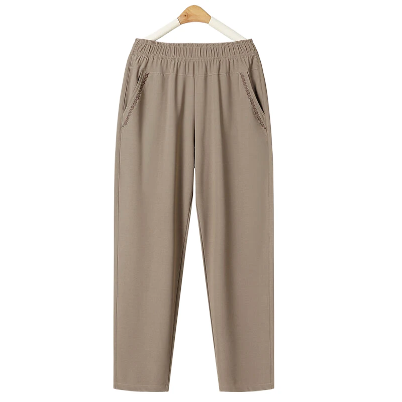 

Women's Cropped Pants 2024Summer Thin Ice Silk Casual Pants For Middle-aged And Elderly Women Loose Fitting Straight Trousers