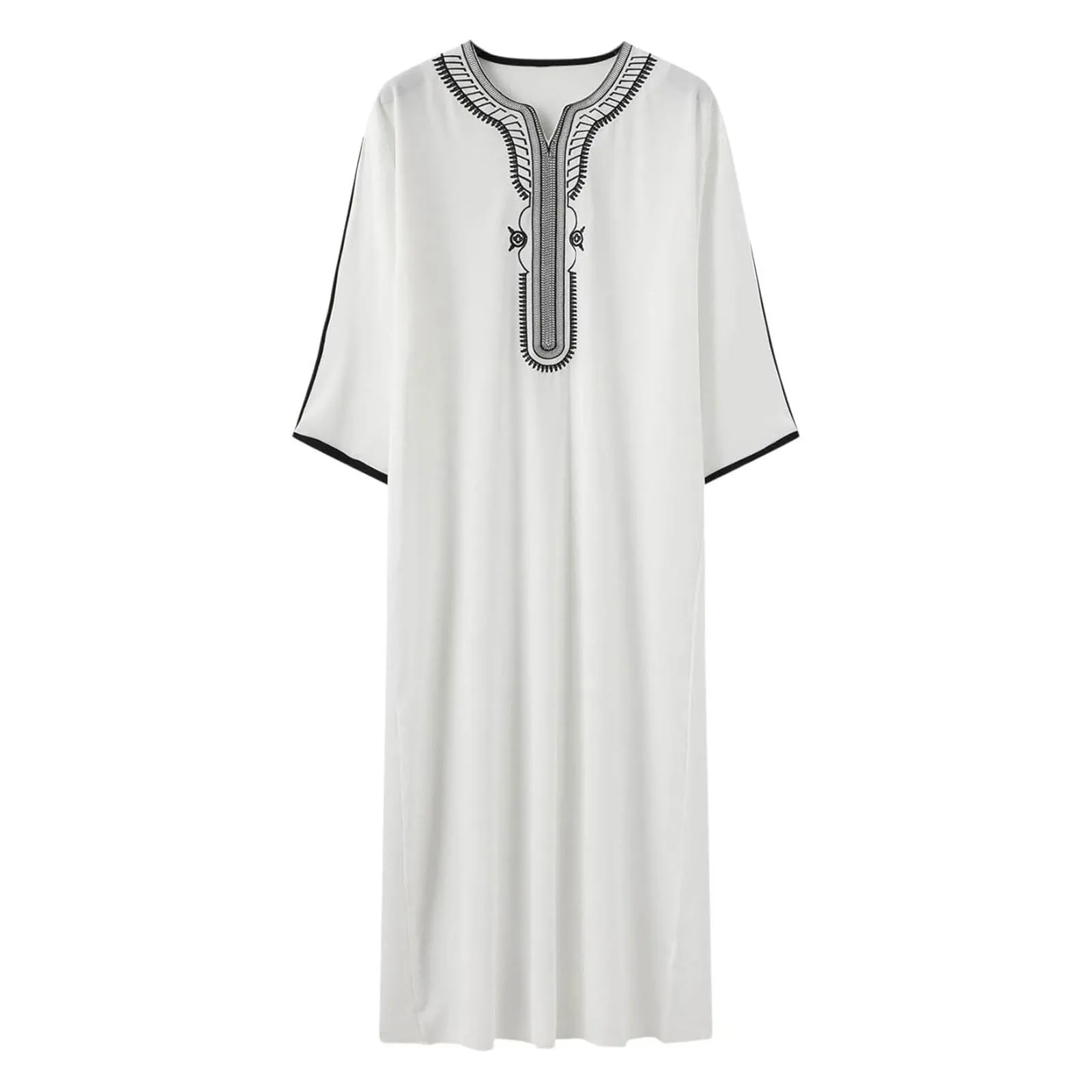 Muslim Men's Robes Luxury Embroidered Robes Arabic Thobe Ethnic Style Traditional Casual Thawb Islamic Prayer Clothes Moroccan