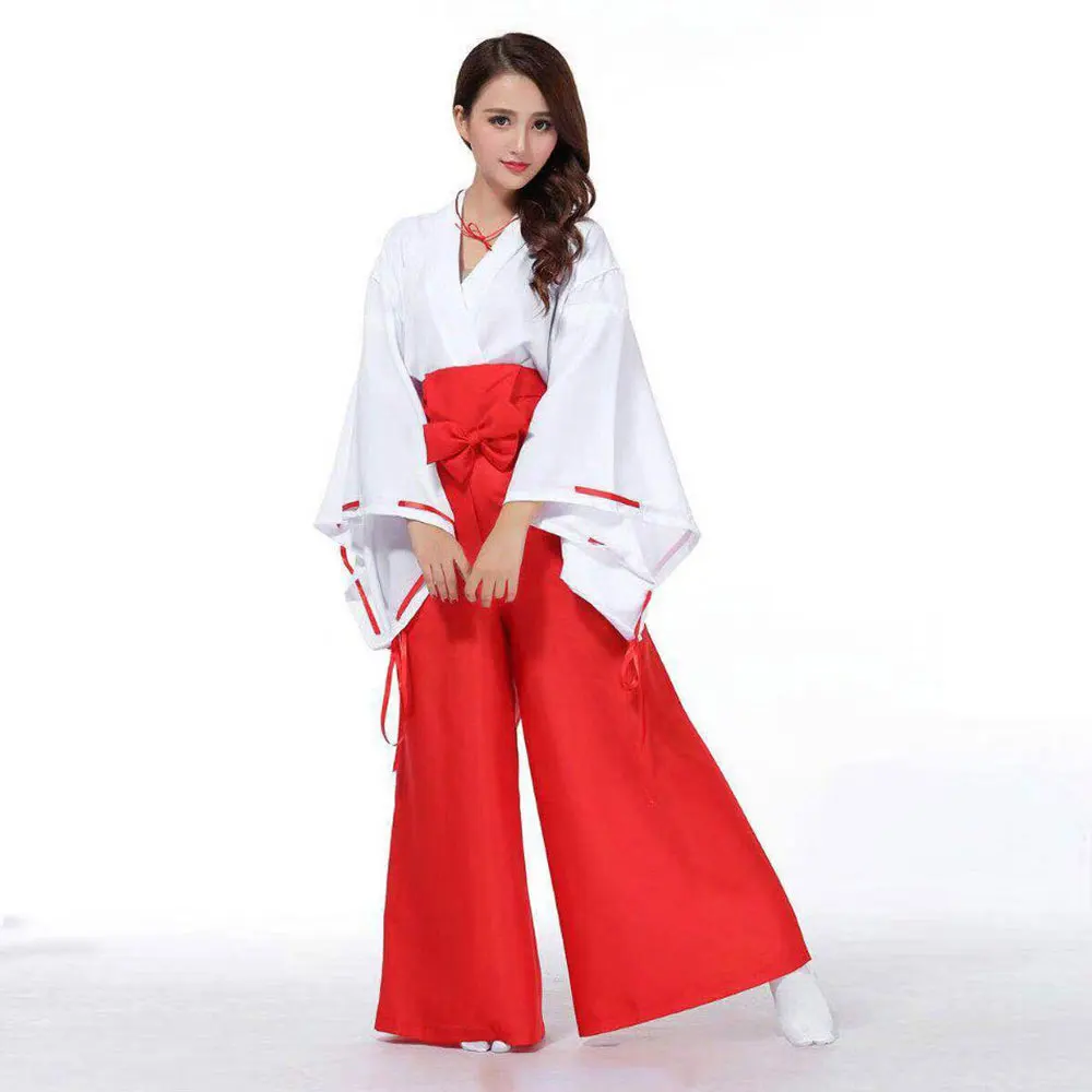 Inmkasha Kikyo Anime Cosplay Costumes pour filles et garçons, ensembles de kimono, uniforme, robe d'Halloween, carnaval, tenues Kiev illage, fête, Disfraz