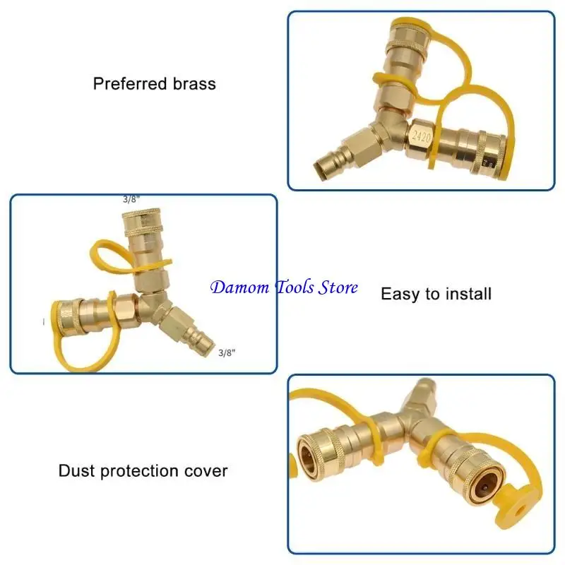 57BE Quick Disconnect 3/8 Y Splitter Gas Quick Disconnect Separator Natural Gas Quick Adapter Enduring