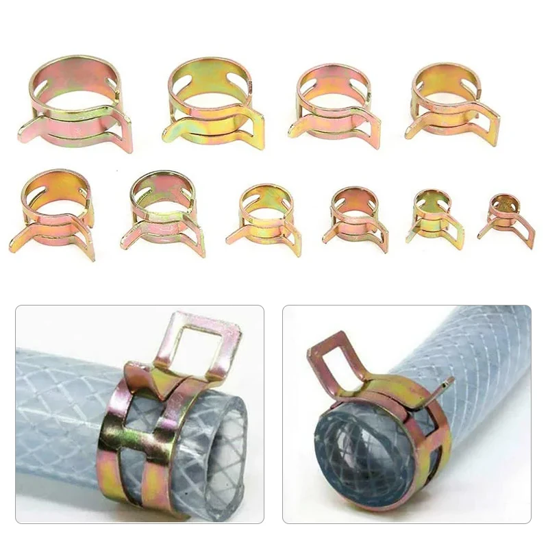 5/10/30pcs Hose Clamp Inner Diameter 5mm ~ 25mm 65MN Manganese Steel Galvanized Spring Elastic Steel Buckle Water Pipe Hoop
