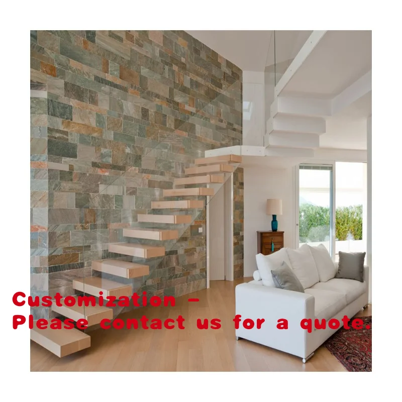 

Customize.Factory Modern Design Floating Stairs Non slip Stair Tiles Solid Wood Step with Stair Led Light